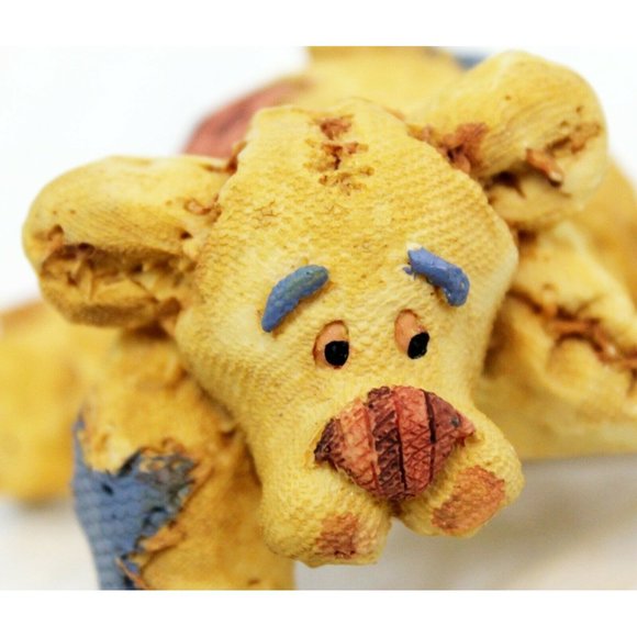 Bear Stocking Hanger Patchwork Country Raggedy Yellow Shelf Figurine Resin - Picture 5 of 8